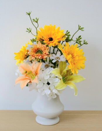 ดอกเยอบีร่าประดิษฐ์ผ้าในแจกัน  JGLORYFLOWER  สีเหลือง_0